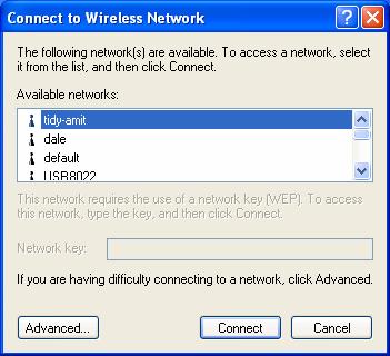 Click on the message and the Automatic Wireless Network Configuration will then appear automatically and allow users to connect to an available Wireless