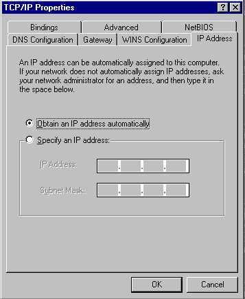 By default, the IP Address tab is open on this window. Verify the following: Obtain an IP address automatically is selected. If not selected, click in the radio button to the left of it to select it.