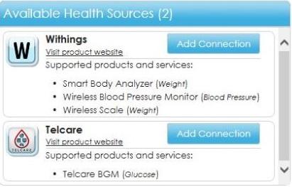 Chapter 6 The Home tab View available health sources from Available Health Sources.