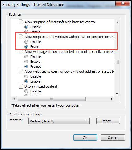 ActiveX controls marked safe for scripting" 5.