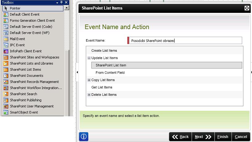 45 Slika 16: Interakcija med SharePoint portalom in K2 orodjem. V kolikor imamo lasten ASP.NET obrazec, lahko le-tega prav tako povežemo s K2 delovnim tokom.