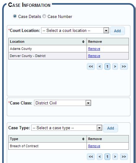 Case Information You can tell the system to look for future documents based on information you have about a case or cases you are interested in using the Case Information section.