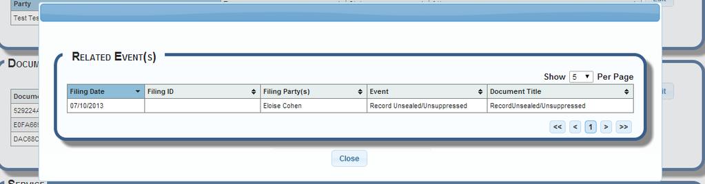 . Edit Buttons: Review the Filing Party(ies), Documents, and Service sections.