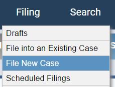 FILE NEW TRIAL COURT CASE Choose the File New Case option to e-file a new case.