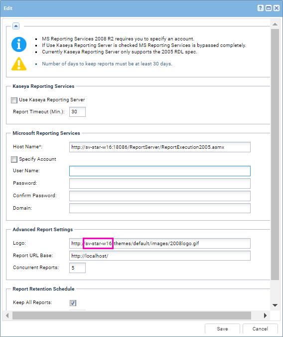 Configuring SQL Server Reporting Services Note: No other part of the URL need be changed. 5.