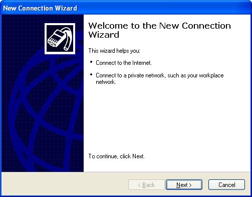You should see the New Connection Wizard