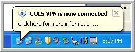 Once that is complete, your status bar (usually at the bottom of your screen) will show the VPN connection icon (looks like two small computers).