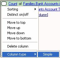 To remove a column, click the box in the applicable row and click Delete column.