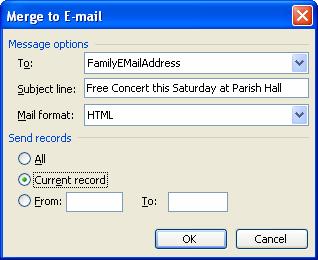 A copy of each message will be stored in your Sent folder in Outlook so you ll always have a record of what was sent to whom. Complete the following steps to create an Email Merge from Parish IQ. 1.
