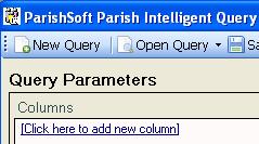8 Create a New Query Parish IQ lets you build a query by choosing one field at a time. Each field results in a column in your query results.