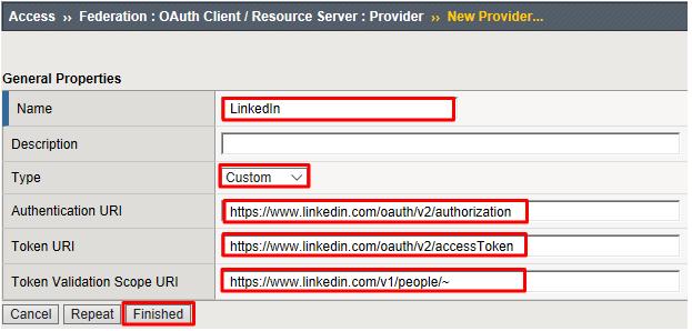 3. Configure the OAuth Redirect Request Profile Object: Go to Access -> Federation -> OAuth Client / Resource Server -> Request and click Create 4.
