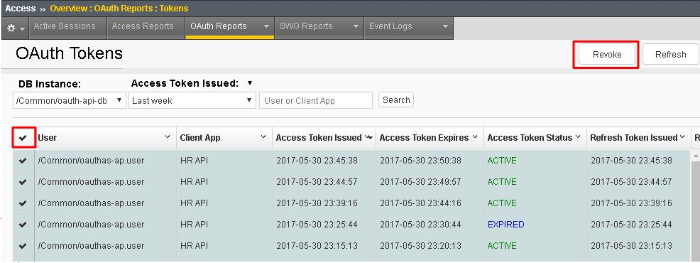 Go to Big-IP 1 (OAuth C/RS) -> Access -> Overview -> Active
