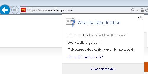 Using an InPrivate browser window from the client test machine, go to https://www.wellsfargo.