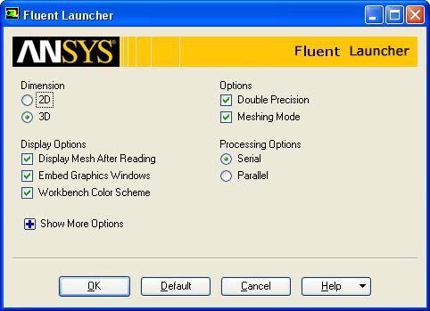 Starting ANSYS Fluent in Meshing Mode Open the Fluent Launcher by clicking the Windows