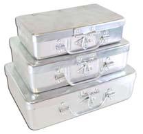 00 UB3789 ALUMINUM STORAGE BOXES * Set Of 3, With Lids * Durable Aluminum * 7"(W) X 4"(L) X 1.