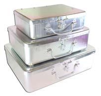 5"(H) UB3789H SET OF ALUMINUM SAFETY BOXES * 3 Aluminum Boxes In Set * Each As A Hinged Lid * Each