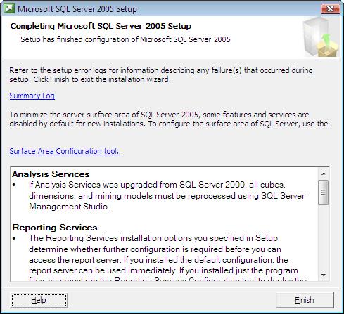 Note: Microsoft SQL Server 2005 SP2 is required for the installation.