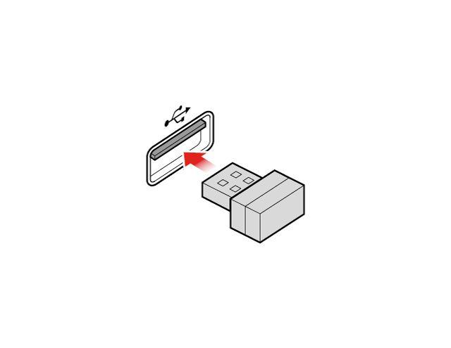 c. Connect the USB dongle to a USB connector. Figure 12. Connecting the USB dongle to a USB connector d.