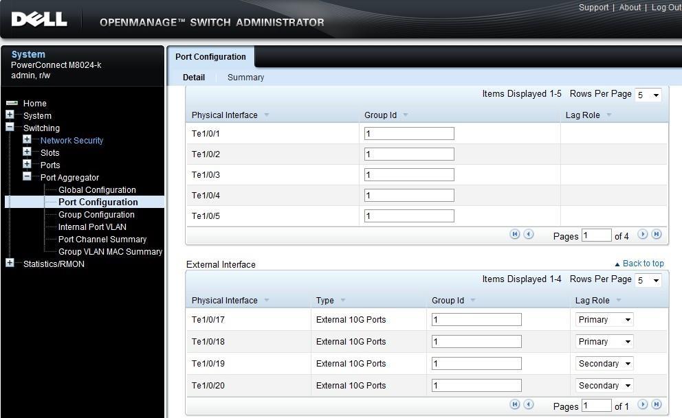Web Interface: Follow the steps below: 1. Select Switching > Port Aggregator > Port Configuration 2.