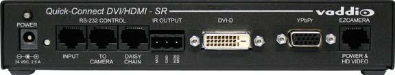 Quick-Connect DVI/HDMI - SR Interface I/O Description 1 2 3 4 5 6 7 8 9 10 1) Blue LED Power Indicator. 2) 24 VDC Power Port: Coax Power Connector, 5.5mm OD x 2.5mm ID, Positive Center.