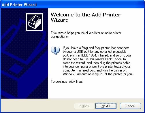 9.2.2 Client Side You only need to perform Window s standard Add New Printer procedure. 1.