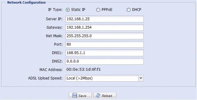 3.2 Network 3.2.1 Network You can set the network configuration of the network camera depending on your network type.