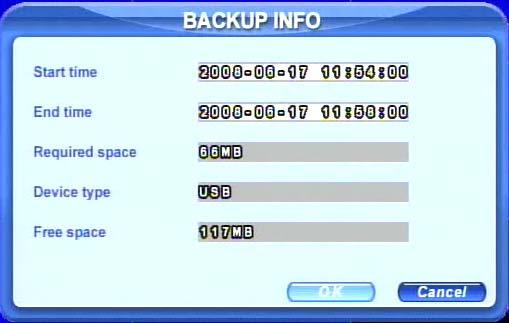 Fig 3.19 Backup Information Notice: If users install built-in DVD writer and USB device, it will show USB device in previous.