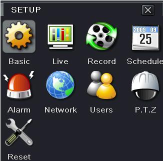 Click Setup icon will pop-up the configuration menu: Fig 4-2 main menu configuration menu 4.