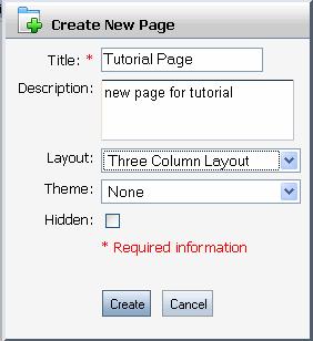 The Create New Page dialog displays, as shown in Figure 4-15.