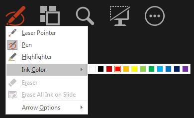 Access Pen/Highlighter in a Presentation Step 1: Click on the pen menu option in the bottom left of your screen. Step 2: Select Pen or Highlighter based on your preference.