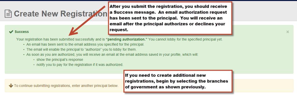 12. After you submit the registration, you should