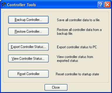 5. The EPSON RC+ 6.0 GUI 5.11.8 Controller Command (Tools Menu) Select Controller from the Tools Menu to open the Controller Tools dialog.