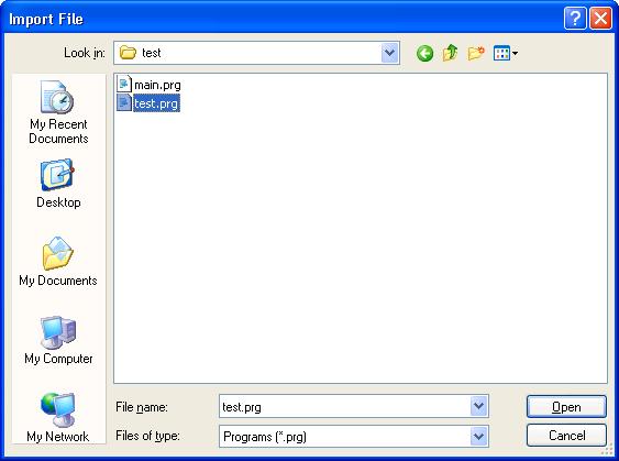 5. The EPSON RC+ 6.0 GUI NOTE To import a file 1. Select the file type from the File Type list box. 2. Navigate to the file you want to import. 3. Click Open to continue.