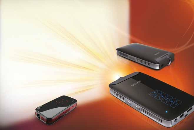 Our featured pocket projector, measuring only 110 x 59 x 19 millimeters, boasts the latest RGB LCoS technology by 3M.