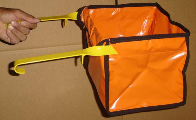 pieces for collection. These bags are packaged complete with a handy metal frame which allows for securing to a ladder. these bright orange bags are available with telco gray or safety yellow frame.