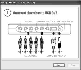 16 If you are fist time run the UDVR software, the Setup Wizard - Step by Step window should appear : (1).