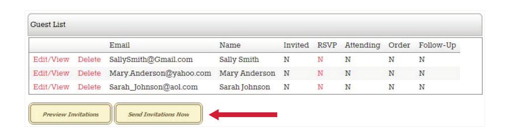 Step 6 Send the Invitations Click on Send Invitations Now. Once sent, you will see a confirmation on your screen showing the successful and failed recipient list.