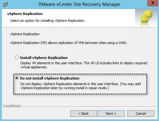 Chapter 1 3. Choose a destination folder for the installer to place the files. The default location is C:\Program Files\VMware\VMware vcenter Site Recovery Manager\.
