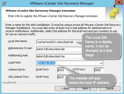 Installing and Configuring vcenter Site Recovery Manager (SRM) 5.5 11. Now, you will be prompted to supply the details of the database that you previously created for SRM. 12.