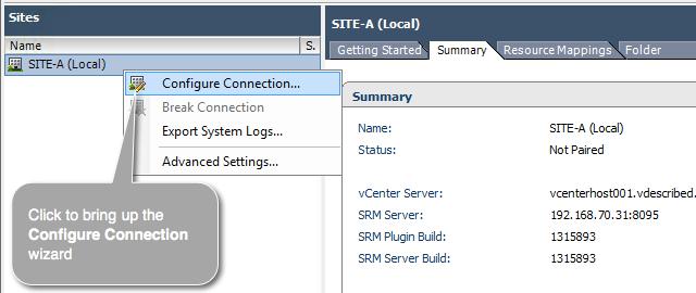 Chapter 1 Pairing sites Once SRM is installed on both the sites, the next step is to pair the sites together.