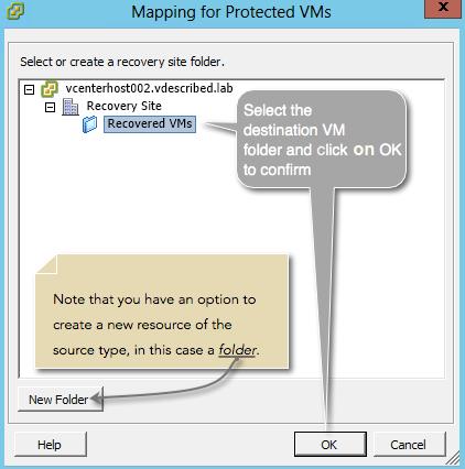 In the Mapping for Protected VMs window, browse the virtual