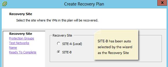 Chapter 2 4. In the Create Recovery Plan wizard, select the Recovery Site and click on Next to continue.