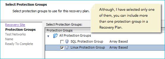 For example, if you were to initiate the Recovery Plan wizard at SITE-A, then the wizard will autoselect SITE-B as the recovery site and