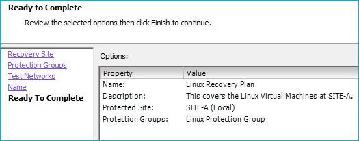 Chapter 2 8. In the Ready to Complete window, click on Finish to create the Recovery Plan. 9. You should see the Create Recovery Plan task completed successfully in the Recent Tasks pane.