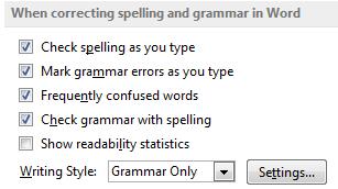 Changing the Automatic Spelling and Grammar Settings Sometimes you might not want Word to automatically check