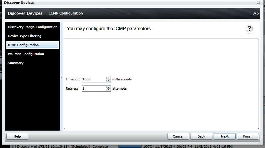 b. ICMP Configuration Default Next c. WS-Man Configuration d. User ID: root e. Password: calvin i. Check Secure Mode n.