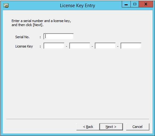 Chapter 2 Installing EXPRESSCLUSTER X SingleServerSafe 12. Based on the license sheet, enter the serial number and license key, and then click Next. 13.