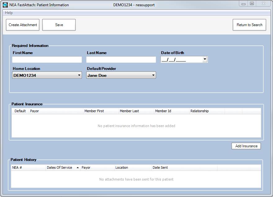 Managing Patients in Patient Information Patient Information allows you to enter new patient records, or edit existing patient records. Attachment history is easily viewable from this screen.