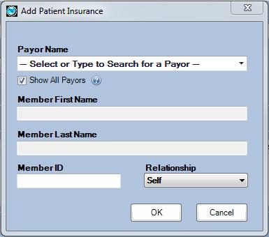 Select the patient s Default Provider. 4. To add insurance information, click Add Insurance. To create an Image Archive Only patient, skip steps 5-