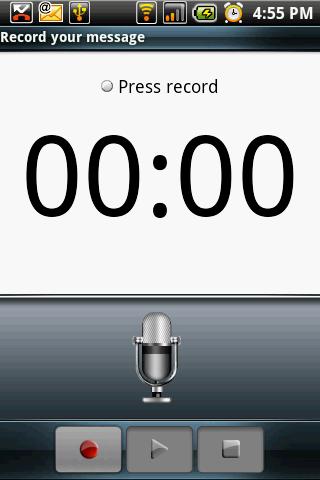 Chapter 5: Email & Messaging Displays recording information. Tap buttons to record, stop and play. Equaliser Recording voice 1. Tap or Record to record your message. 2. Tap or Stop to stop recording.